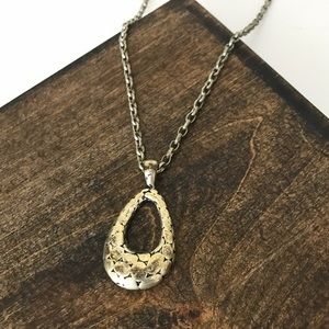 Vintage Mixed Metal Silver & Gold Pendant Necklace